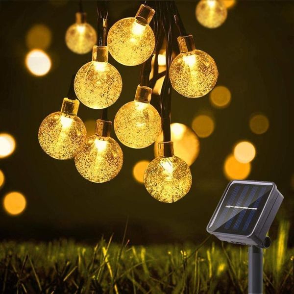 

solar lamps 5m 7m 10m lamp crystal ball led string lights flash waterproof fairy for outdoor garden christmas wedding decoration