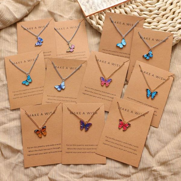 

pendant necklaces korean fashion cute butterfly necklace for women golden color statement jewelry gifts wholesale, Silver