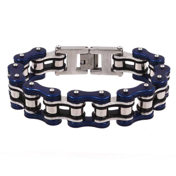 

link, chain 316l stainless steel bracelet selling punk bracelets bicycle 16mm largeu moto men's gift wholesale, Black