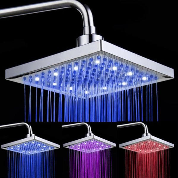

cool led luminous square sell water shower head powered rain bathroom faucet valve creative tap sets
