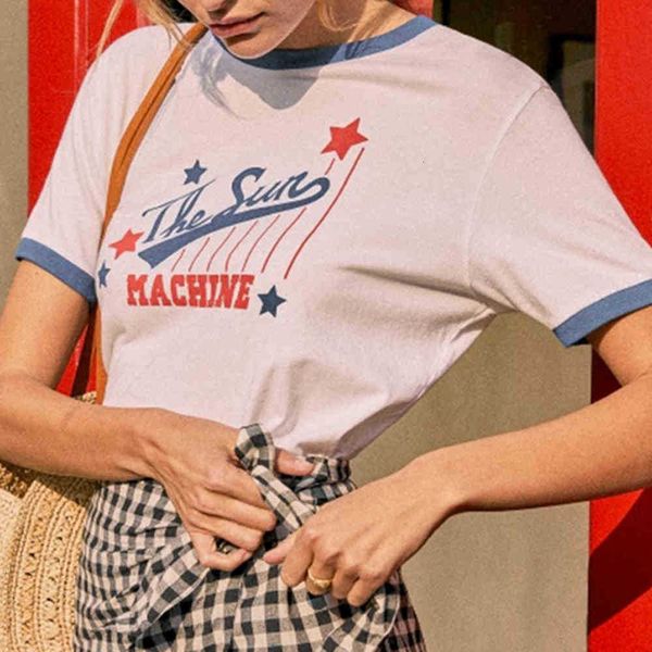 

women's t-shirt shirs coon shir women leer prin round collar shor sleeve whie elegan chic rero vinage casual tee s9al, White