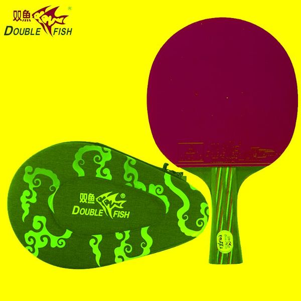 

double fish red black carbon fiber table tennis racket fl handle pingpong paddle ittf with waterproof eva hard case cover bag raquets