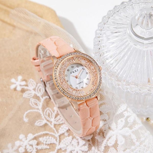 

wristwatches fashion watch with diamonds european style ladies girls, Slivery;brown