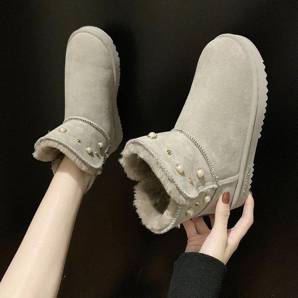 

boots winter snow women plush soft warm ankle black flat platform ladies shoes boot booties woman botines mujer 2021