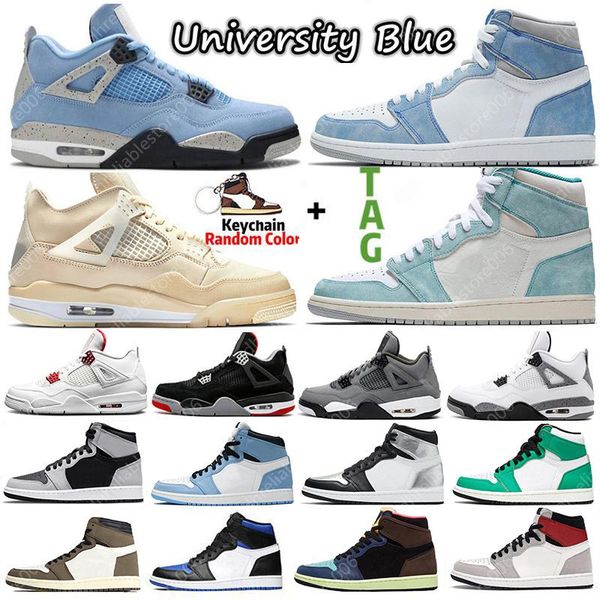 

sail university blue 1 1s mens basketball shoes 4 4s hyper royal shadow 2 .0 bred unc silver toe twist women sports sneakers