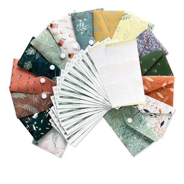 

cash envelope system, 15 waterproof reusable plastic budget envelopes, sheets and 24 stickers for budgeting gift wrap