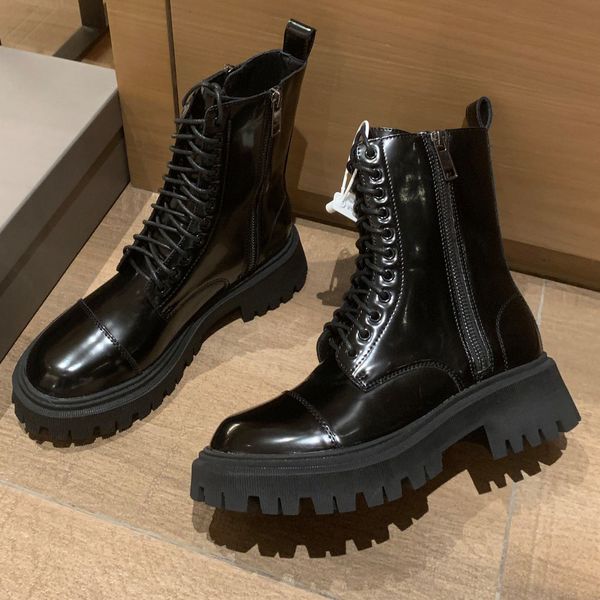 

leather martin boots women's summer new british versatile medium spring and autumn single thin boots outlets, Black