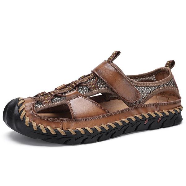 

sandals summer handmade men's shoes plus size 6-13 men mans footwear crocuses for zapatos de hombre erkek ayakkabi, Black