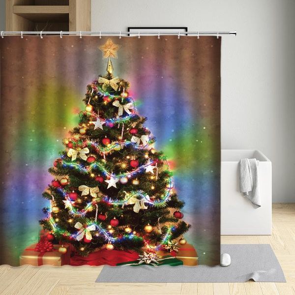 

shower curtains winter curtain color christmas tree gift bathroom homes decoration polyester waterproof washable fabric sets with hooks