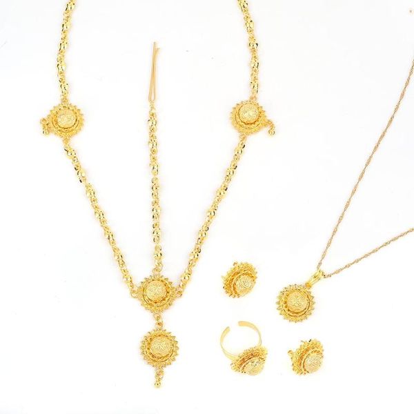 

earrings & necklace fashion ethiopian jewelry sets gold color for women accessories, Silver