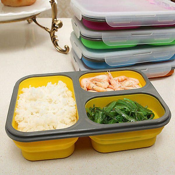 

dinnerware sets foldable microwave oven box bento silicone lunch picnic container