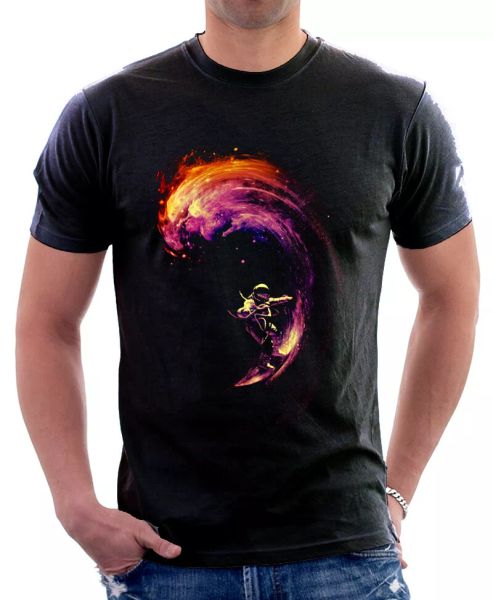 

spaceman space surfing nasa black printed t-shirt 9760, White;black