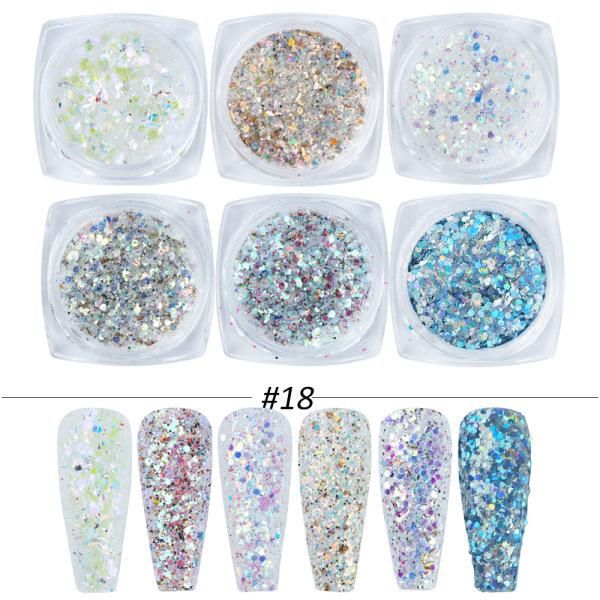 

nail glitter set 6 colors extra fine polka dot mix art decorations, Silver;gold