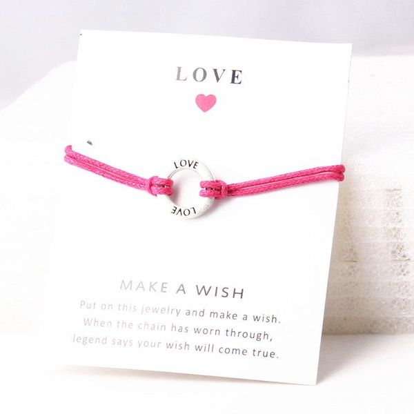 Braccialetti con ciondoli Love Gift Wish Card Bracciale Plume Cord per gioielli da donna per San Valentino