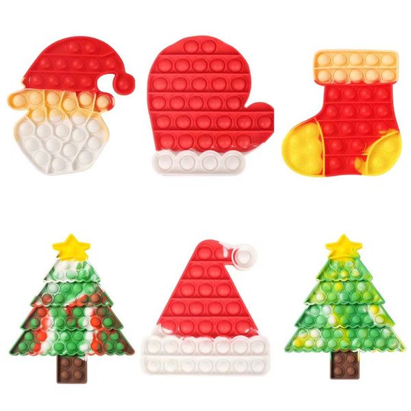 

sd004 favor puzzle toy push finger fidget sensory bubble decompression christmas hat tree glove kids anxiety stress reliever deskeducational