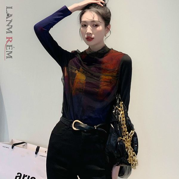 

printed blouse for women long sleeves blue shirt o-neck streewear fashion spring autumn arrivals 2a3290 210507, White