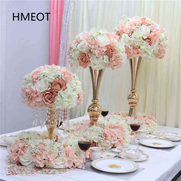 Personalize 35/40 / 50cm Gypsophila Hydrangea Rosa Artificial Flor Flor Guirland Wedding Centerpieces Decoração de mesa 211108