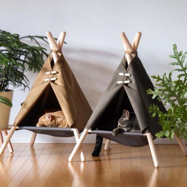 

wooden bed small dog and cat house accessories tent cat's nest in winter christmas pet supplies beds & furniture