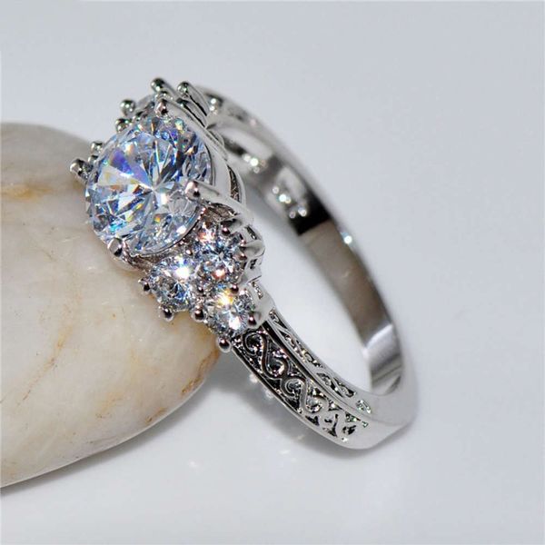 

engagement high-end imitation zircon ring for women, Silver
