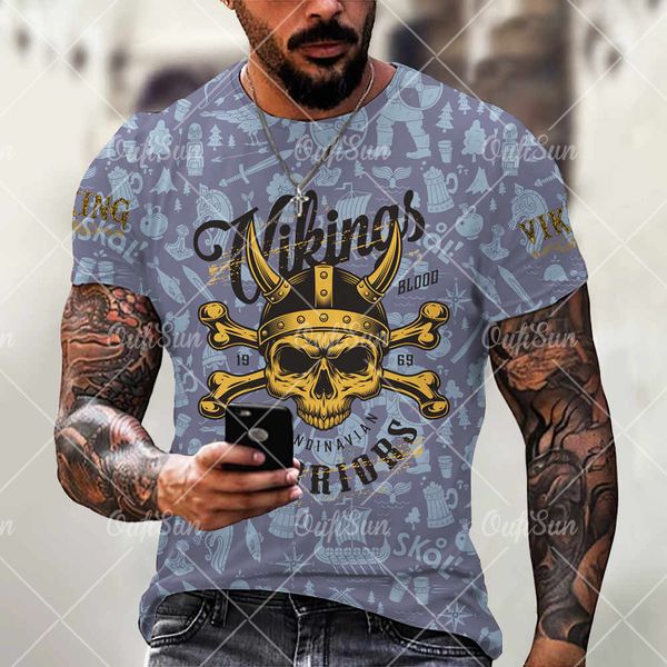 

t-shirt summer new fashion viking myth digital printing trend men's sports short sve t-shirt4db2, White;black