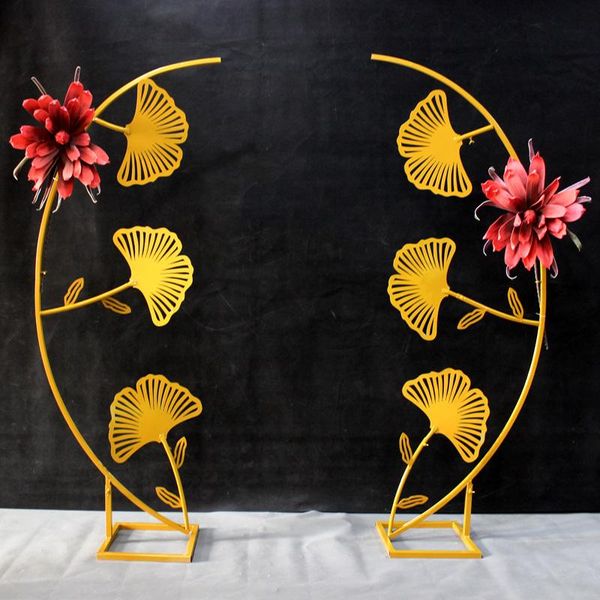 

party decoration wrought iron ginkgo leaf road guide arch wedding props stage background window t flower