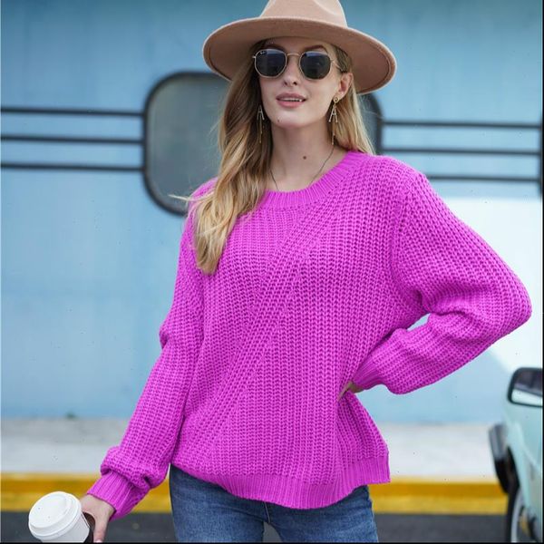 

women sweater autumn and winter amazon pure color pullover fashion temperament commuter round neck long sleeved, White;black