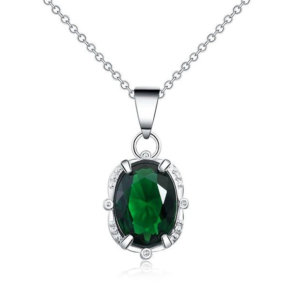 

pendant necklaces exquisite 925 sterling silver green zircon necklace is suitable women's fashion wedding party charm jewel