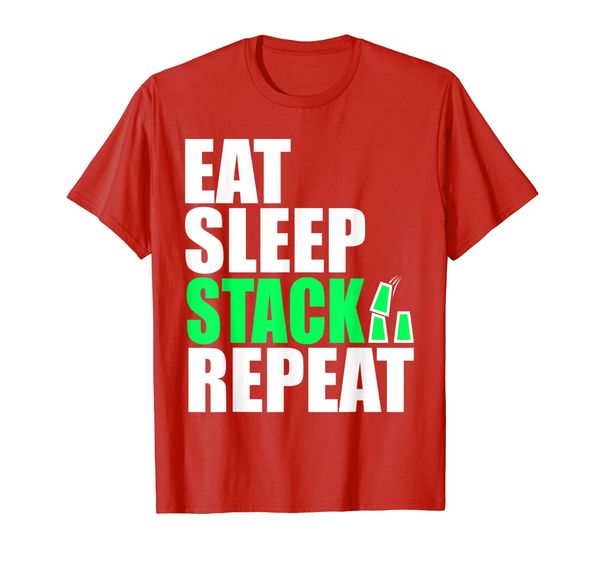 

eat sleep stack repeat speed stacking cups t-shirt, White;black