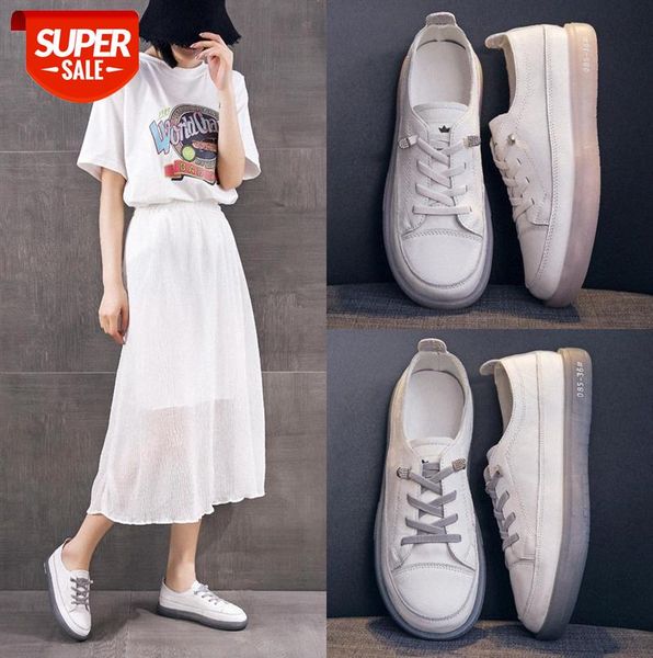 

cowhide white shoes women's single all-match leather jelly casual soft sole #ef1y