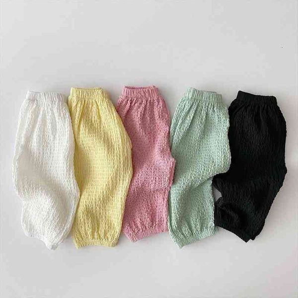 

summer toddler baby loose fashion ankle-length trousers boy and girl sweatpants solid cotton mosquito pants, Blue