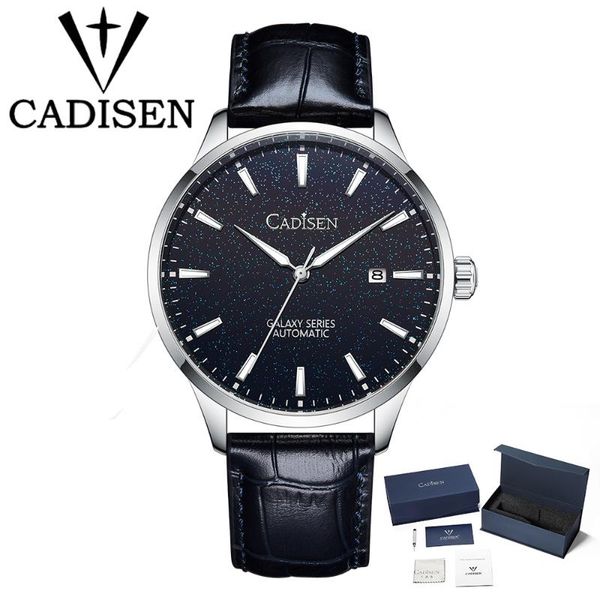 

wristwatches cadisen automatic mechanical watches men's fashion leather strap multifunctional waterproof watch, Slivery;brown