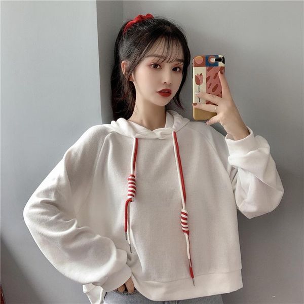 

women's hoodies & sweatshirts women sweatshirt fashion drawstring lady pullover female winter clothing long sleeved loose shirt, Black