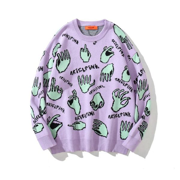 

women's sweaters women girl full sleeve pullovers round neck loose knitwear printed cute chic sweater oversized, White;black