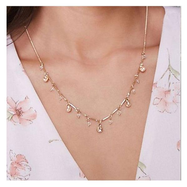 

chains hahagirl trendy crystal chain choker necklace for women gold color punk metal alloy fashion jewelry accessories, Silver