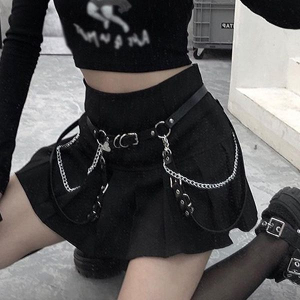 

belts belt gothic punk leather for women leg loop suspenders sturdy materia durable fashion accessories love metal chain, Black;brown