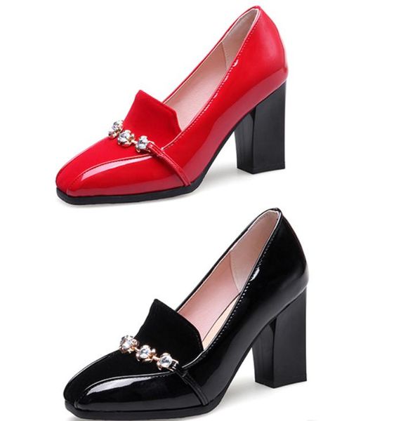 

women's shoes spring and autumn high coarse heel square head @p33, Black