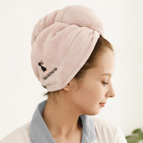 

coral velvet thickening to increase soft absorbent shower cap dry hair towel caps