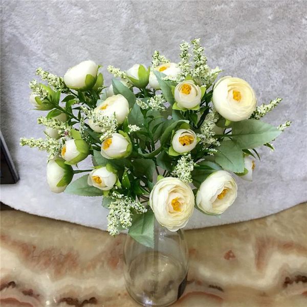 

multicolor tea roses bouquet for home decoration accessories fake daisy plastic flower wedding decorative artificial flowers & wreaths