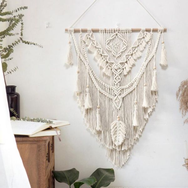 

tapestries macrame wall hanging tapestry hand-woven boho crafts home decoration chic room bedroom geometric bohemian