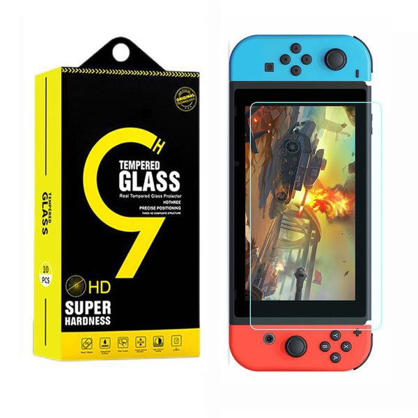 9h transparente HD Clear Anti-riscos Protetor de tela de vidro temperado Película ultra fina para Nintendo Switch NS Lite OLED Acessórios de console com varejo