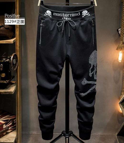

drill winter mens casual pants trousers male sweatpants, Black