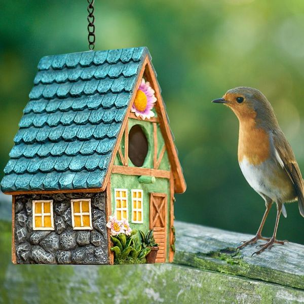 

exquisite parrot house shelter courtyard garden outdoor bird cabin decoration hanging nest cage resin handcraft decorations