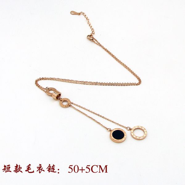 

x2-203 rose gold short chain korean adjustable roman numeral black and white double shell sweater necklace, Silver
