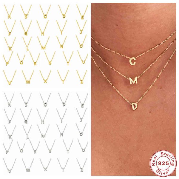 

aide 925 sterling silver initial letter pendant necklace for women girl a-z alphabet collares mujer fine jewelry christmas