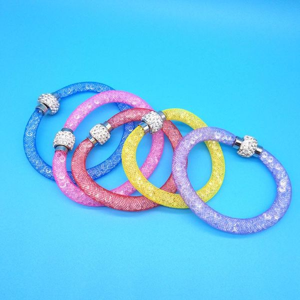 

rainbow color diy white crystal bracelets for women statement jewelry rhinestone charm magnetic clip bangle, Black