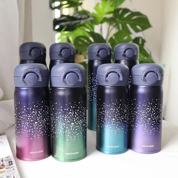 

water bottles star gradient color vacuum mug stainless steel outdoor coffee cup tea personalized bounce cover portable
