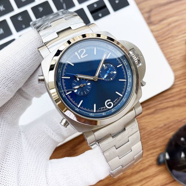 

men watches automatic watch 44mm dial blue color v7 mechanical 316l fine steel 30m waterproof wristwatch, Slivery;brown