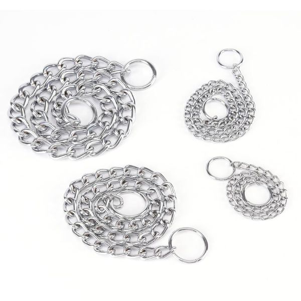 

dog collars & leashes stainless steel metal pet training choke necklace collar slip snake chain for golden retriever large