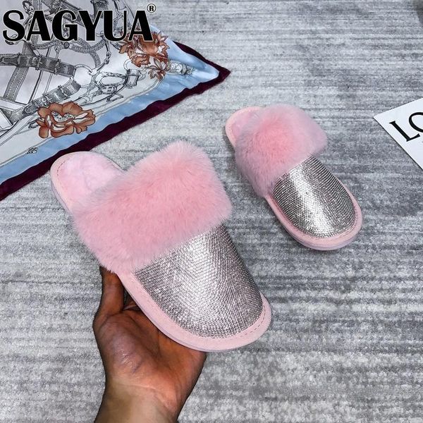 

slippers casual warm pu leather fur flats home cotton women shoes 2021 designer sweet flip flops short plush mujer zapatos, Black
