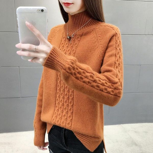 

women's sweaters autumn winter female outer wear fashion thick twisted women inner loose warm knitted bottoming shirt, White;black